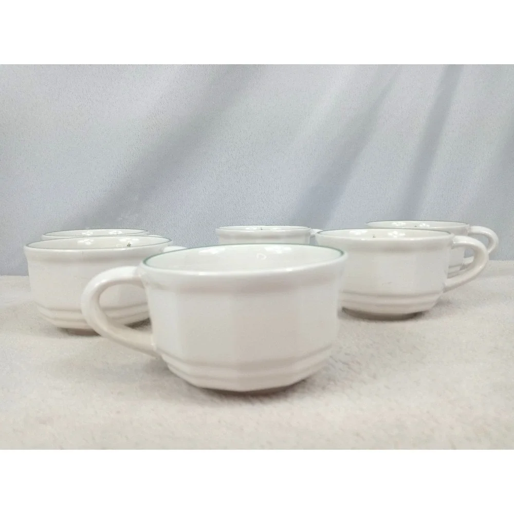 Set of 6 Pfaltzgraff Christmas Heritage Cups Mugs Holiday Christmas Tree Green T - Picture 5 of 13
